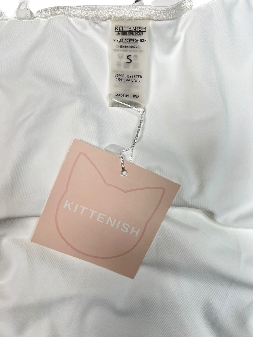 Kittenish Pool Girl Belted One Piece White Gold Toned Hardware Size Small NWT - Picture 10 of 12